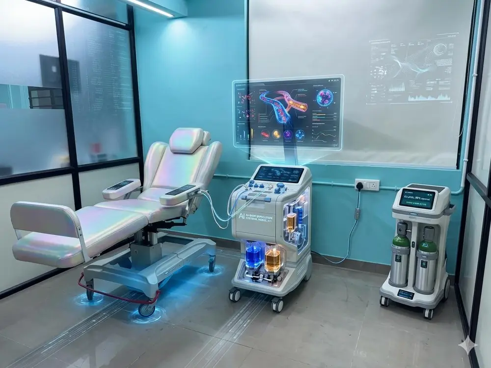 Modern clinical setting with medical equipment